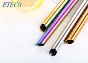 12mm Metal Milkshake Straws , Bevel Cut Stainless Steel Beverage Straws