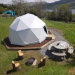 360 Degree Small Geodesic Dome Glamping Tent Glass Door System