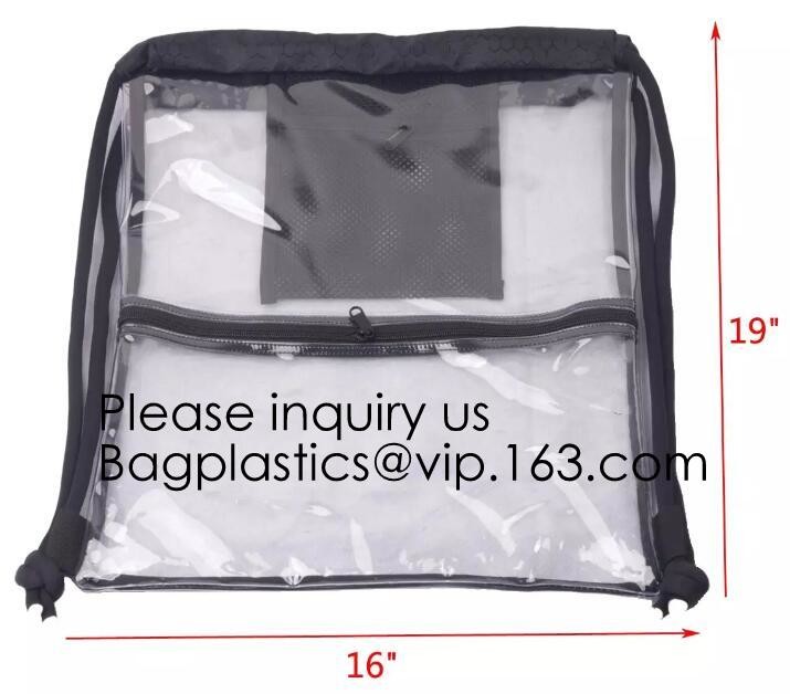 Clear Cinch Bags Traveling Sport Bags,Backpack with Front Zipper Mesh Pocket,Mesh Pocket and Bottle Mesh Poket,holder