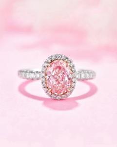 Quality 0.89ct Main Stone CVD Lab Grown Pink Diamond Ring 18k White Gold wholesale