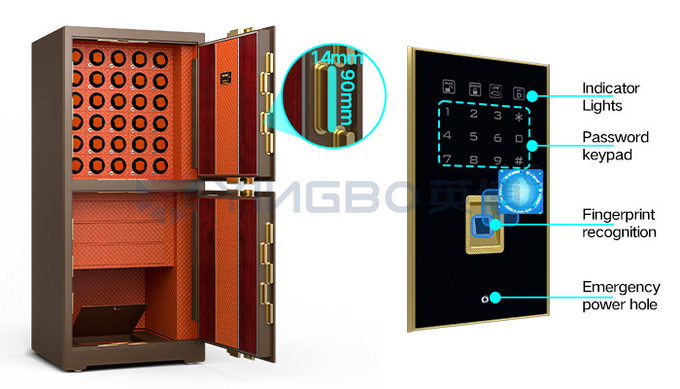 Double Compartment Jewelry Lock Box Fingerprint Lock H1680mm Safe Watch Box