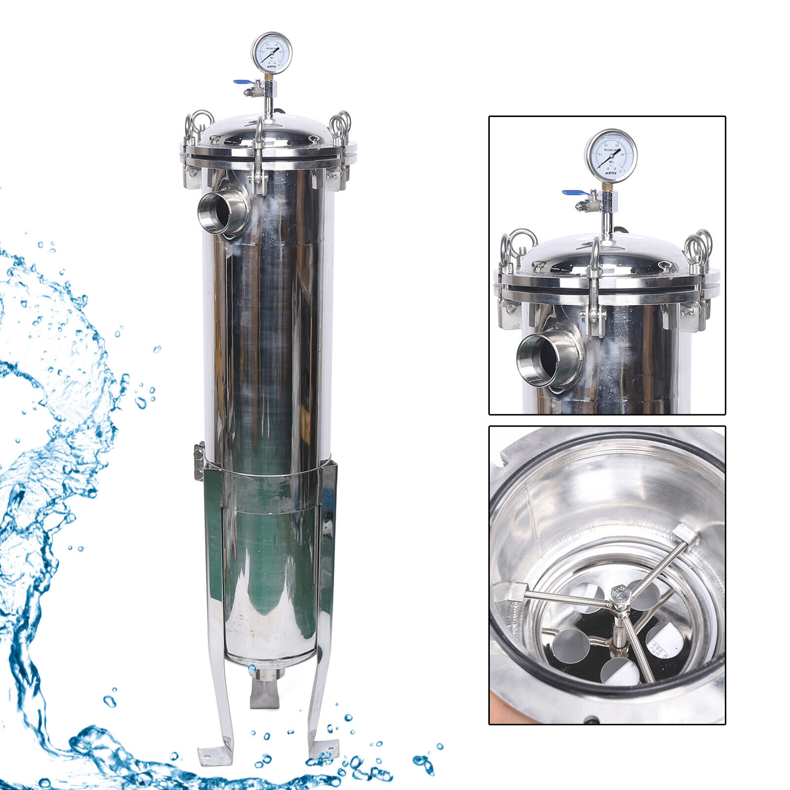 62KG Stainless Steel Bag Filter Housing Industrial Pressure Fluid Filter for Food Shop