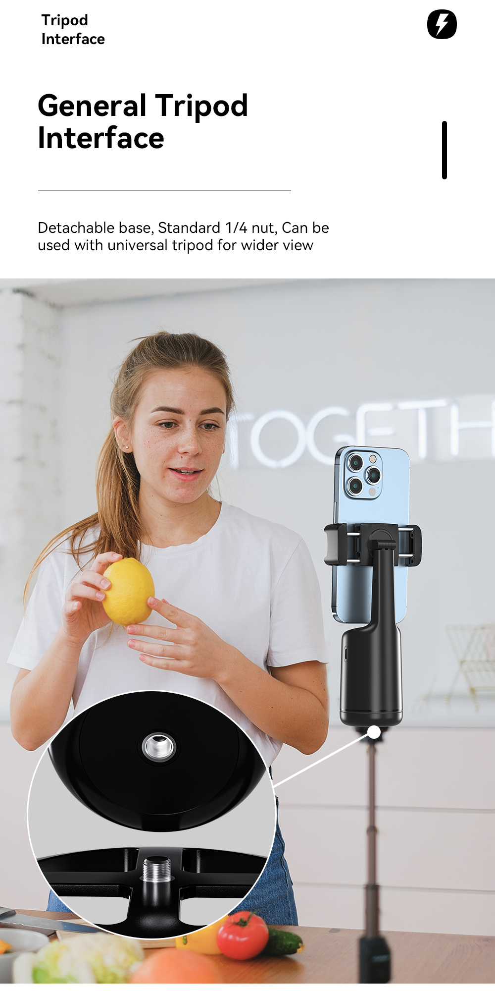 1200mah Battery Car Phone Holders With 360 Face Tracking Gimbal AI Smart Core Recognition Control