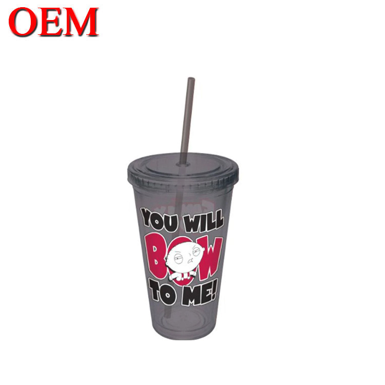 Supplier High Quality Customized Marvel Double Walled Plastic Travel Cup With Straw