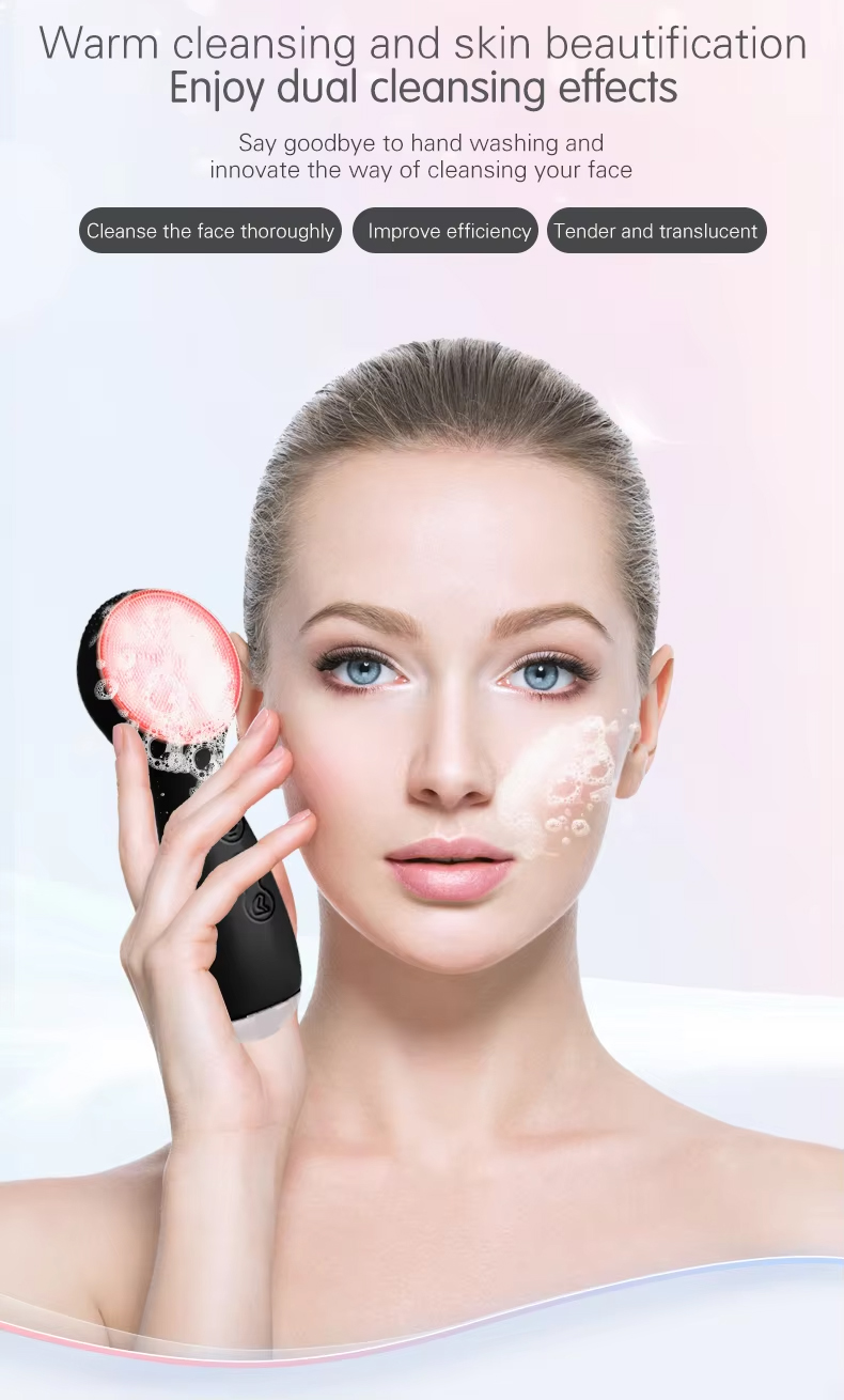 Phototherapy Silicone Sonic Vibrating Face Cleansing Brush For Skin Rejuvenation