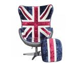 Vintage Alumium Covered Union Jack Aviator Egg Chair