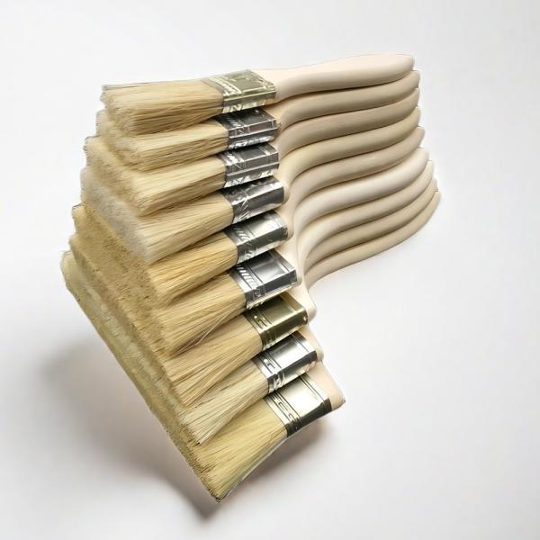 Custom Logo Wall Painting Wooden Handle Paint Brushes with Stainless Steel