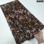 Supoo Aso ebi design flocking velvet lace with sequins Senegal lace fabric