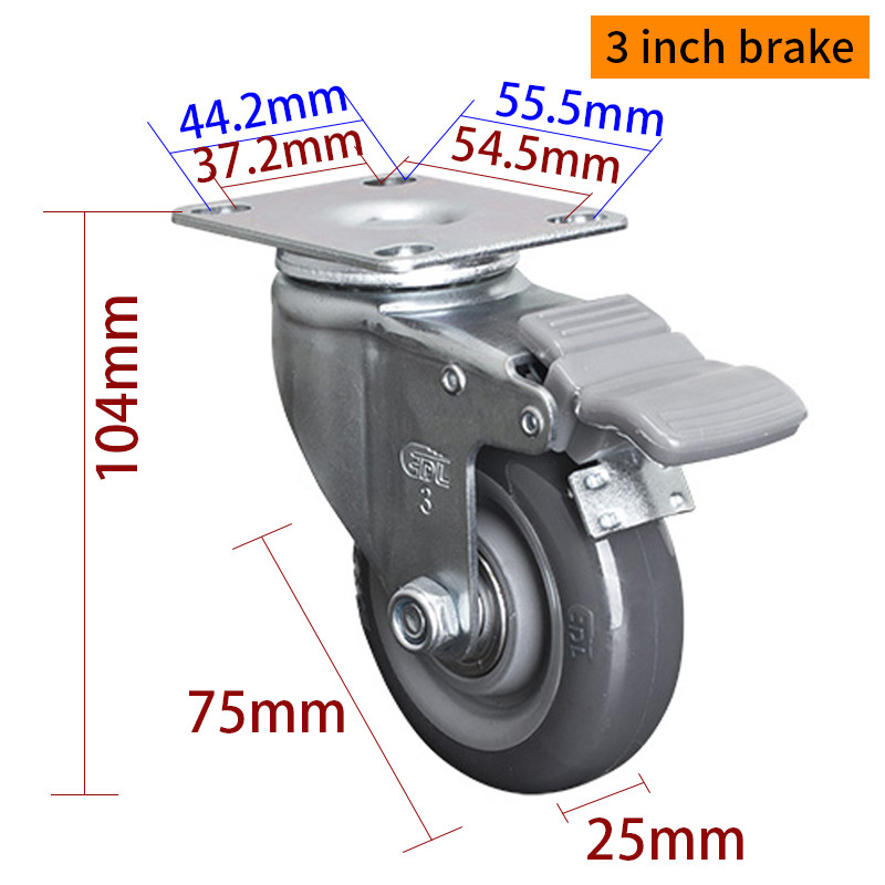80kg load Light Duty Casters Zinc Coating 3 Inch Swivel Casters 363P-76