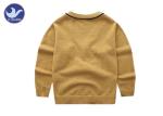 Small Cables Along Neck Brown Boys Cardigan Sweaters V Neck Long Sleeves Stripe