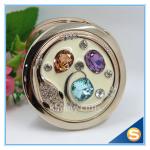 Shinny Gifts Custom Crystal Compact Mirror Handbag Small Round Shape Makeup