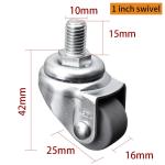 25mm Caster Wheels Threaded Zinc Coating 1 Inch Castor Wheel 201S-52