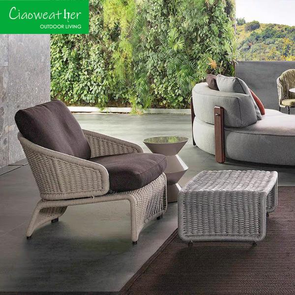 Outdoor Garden Set Aluminum Frame and Rope Braid Furniture in Customized Color