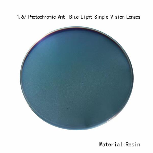 1.67 Photochromic Anti Blue Light AR Coating Single Vision Lenses Goggles