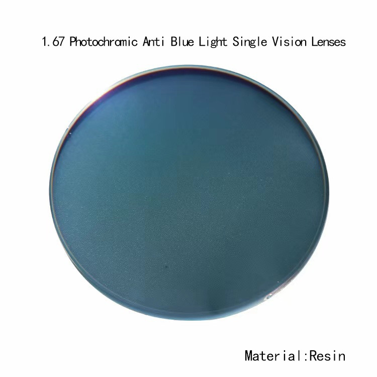 1.67 Photochromic Anti Blue Light AR Coating Single Vision Lenses Goggles Photochromic Lens