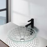 Tempered Glass Wash Basin Bowl 420mm Length Round Glass Vessel Vanity Sink