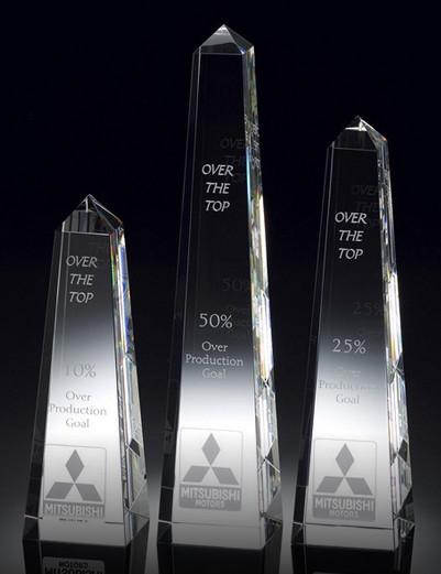 washington tower crystal award/3d laser crystal tower trophy/obelisk crystal