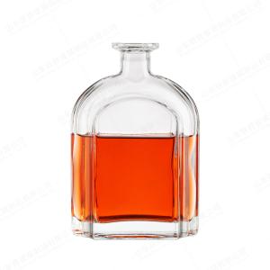 Quality Classic Square Clear Packing Wine Bottle With Glass Lid 500ml 750ml 1000ml wholesale