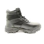 Round Toe Black Mid Calf Combat Boots with Steel Toe and Steel Sole Protection