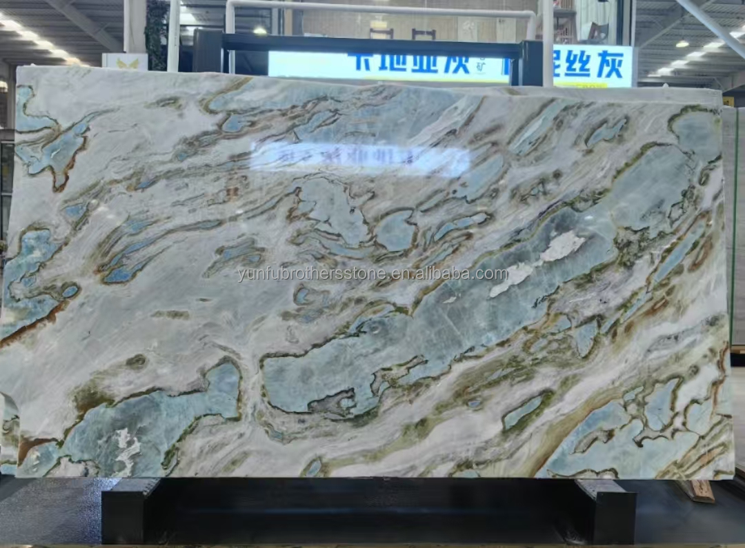 Maldives Blue Luxury Stone Translucent Polished Big Slab for Hotel Dining Table Set