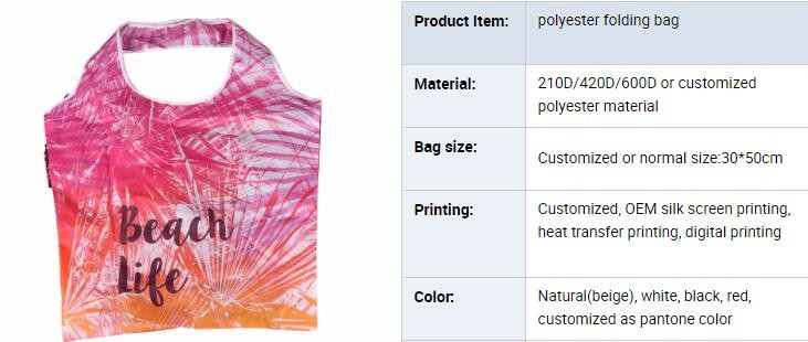 Recycled Foldable Nylon Polyester Tote Bag with logos polyester shopping bag Custom advertising handle non woven bag PAC
