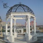 Large Marble Gazebo Woman Statues Garden Pavilion Metal Roof Hand Carved Outdoor