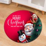 80cm red Round Santa Claus Elk Christmas Festive Floor Mat Anti SlipCircular