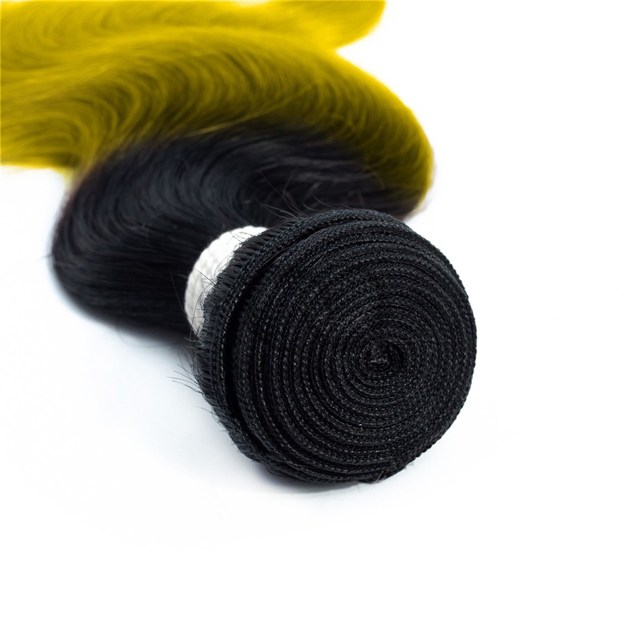 #T1B/Yellow Body Wave Remy Human Hair Bundles Sew In Weave Bundles Brazilian Bundle Deals