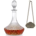 Whiskey Brandy Vodka Tequila Glass Bottle Decanter with Label and Leak Stopper