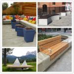 Customized Outdoor Concrete Furniture GRC Patio Garden Bench Table For Poolside