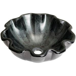 Quality Flower Shape Large Bowl Bathroom Sink Tempered Glass Hot Melt Gray wholesale