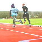 Red and Blue Sports Track Rubber Interlocking Running Track