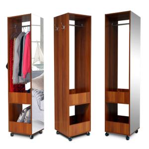 Quality Multifunctional 180cm Movable Mirrored Wooden Clothes Wardrobe wholesale