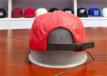 Red Camper Flat Brim Leather Fabric Cap 5 Panels