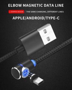 Quality Led Lighting Magnetic Phone Charger Cable Nylon Weave Elbow For Huawei P30 wholesale