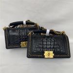 Authentic Crocodile Skin Women Gold Chain Purse Genuine Alligator Leather Lady