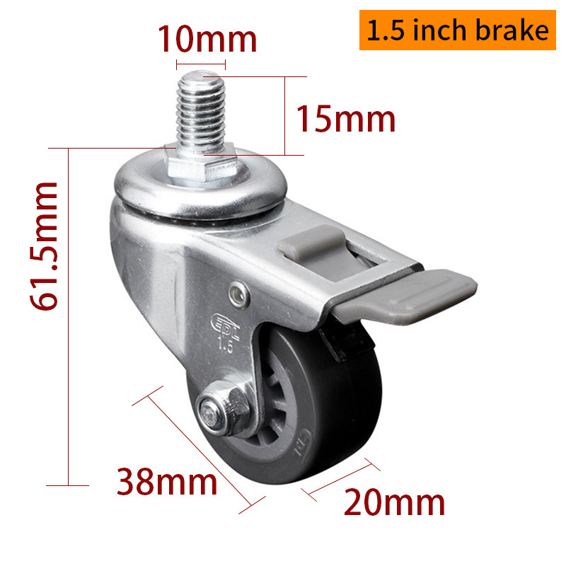 EDL 1.5 Inch 38mm Mini Swivel Caster Wheels With Brakes 2615S-73