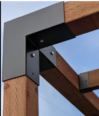 OEM ODM Sheet Metal Fabrication Pergola Base Plate With Powder Coated Triangle Bracket
