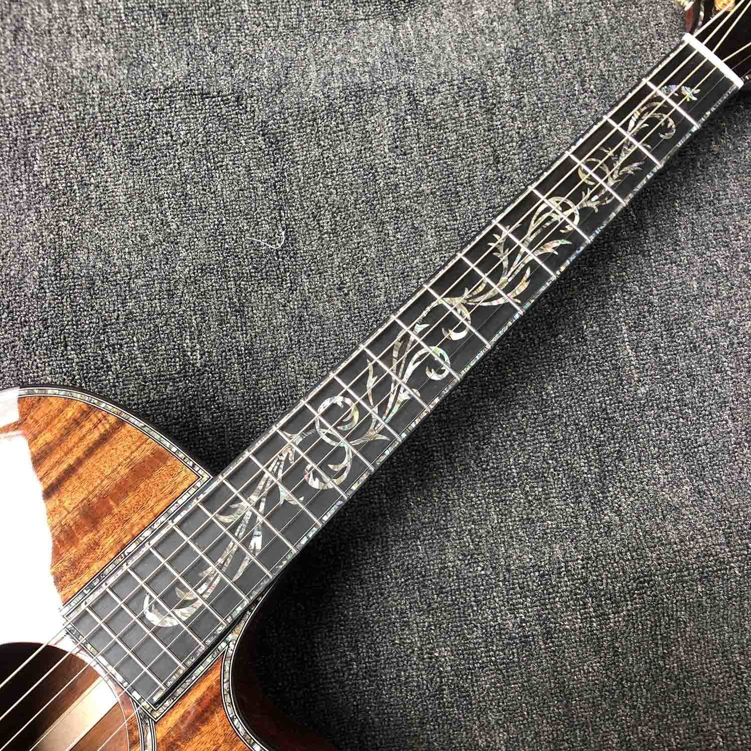 Custom Aaaa All Solid Koa Wood Top Cocobolo Back Side Acoustic Guitar with Armrest