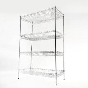 Quality Metal Chrome Plated Storage Wire Shelves With Wheel 4 Layer wholesale