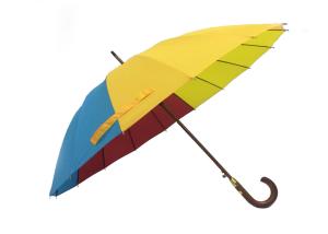Quality 26 Inch 16 Ribs Wooden Handle Umbrella Auto Open Manual Close Assorted Colors wholesale