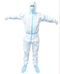 White Hooded Disposable Isolation Gown Lightweight Chemical Resistant