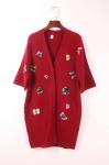 V neck short sleeve elegant mink cashmere coat