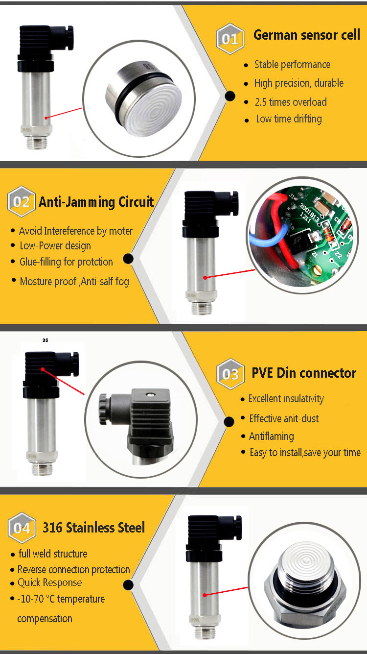 Stainless Steel Flush Diaphragm Pressure Transmitter With Anti - Jamming Circuit