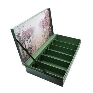Quality Green Customizable 6 Bottles Cardboard Wine Gift Box Matte Lamination wholesale