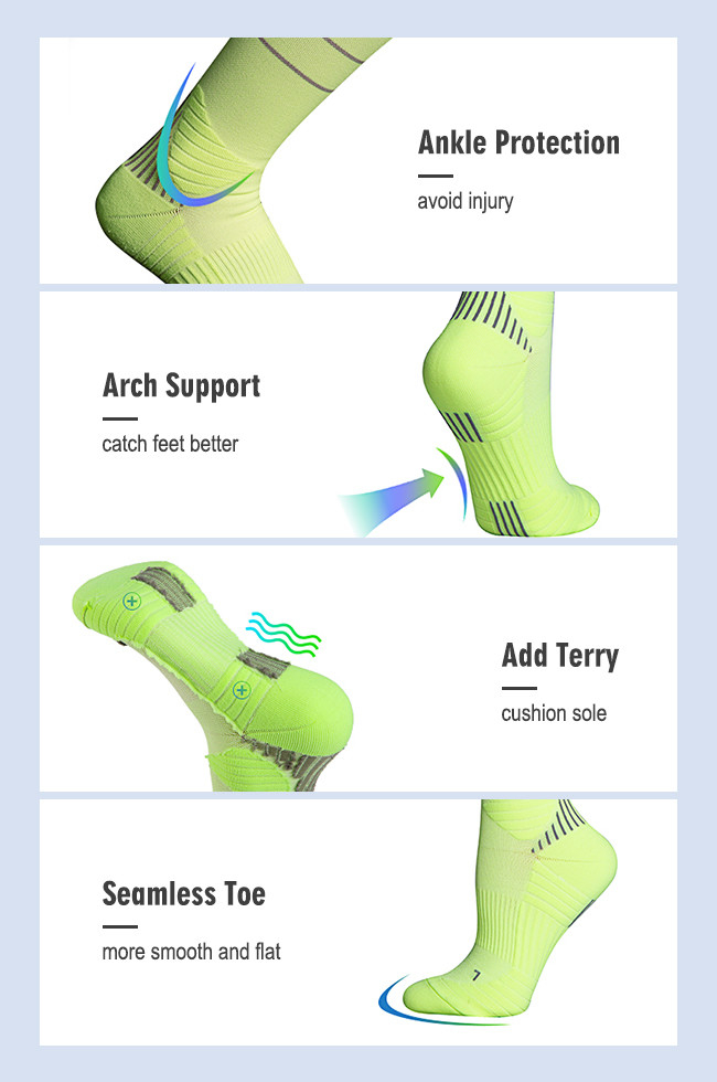 Female Polyester Athletic Compression Sports Socks Customized Colors