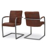 U Shape Microfiber Foam 850mm Metal Armrest Leisure Dining Chair