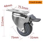 EDL Medium Duty Zinc Coating 3inch 110kg Plate TPE Caster by Rigid, Swivel and