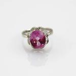 Women Jewelry 9mmx11mm Oval Pink Topaz Cubic Zircon 925 Silver Ring(R196)