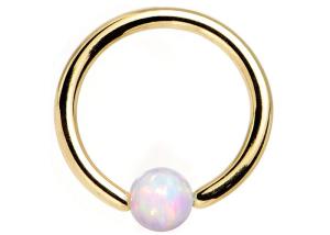 Quality Hoop 18K Gold Nose Piercing With Natural Opal Inner Diameter 8-12mm wholesale